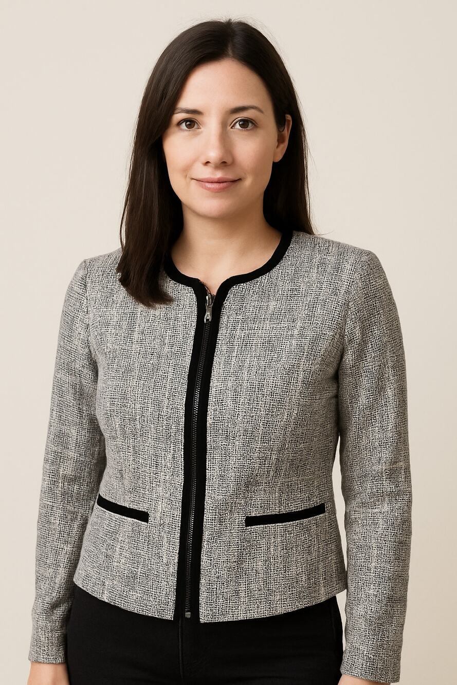 212 Collection Black White Tweed Zip Classic Career Jacket 4
